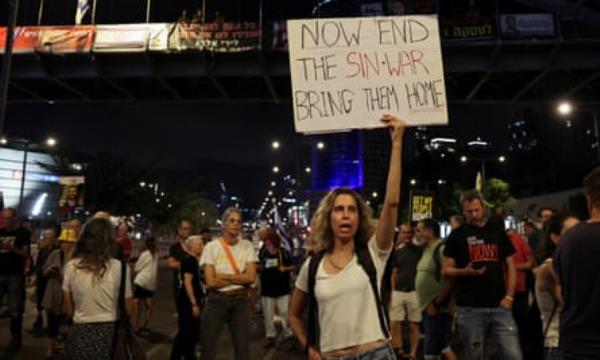 Families and supporters of kidnapped hostages protest in Tel Aviv